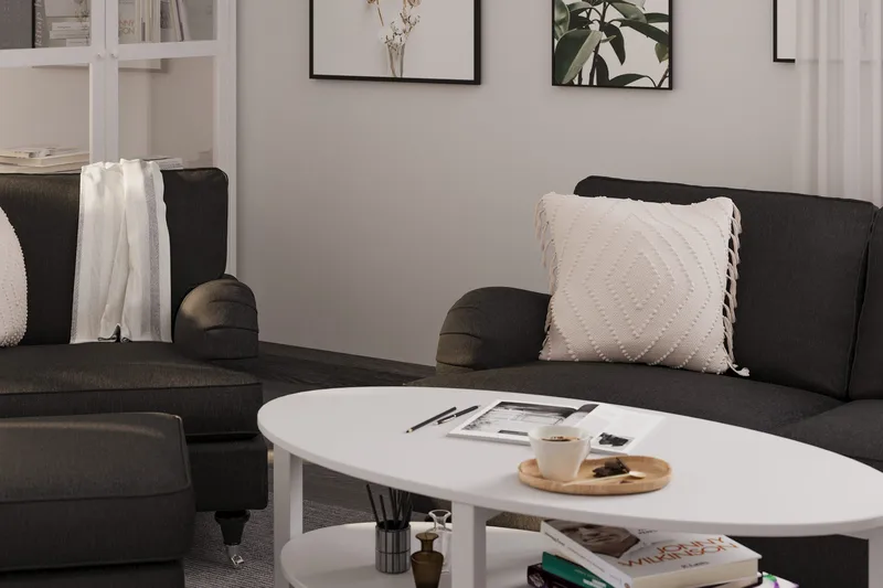 Howard Classic Sofagruppe 2-personers Sofa + Lænestol + Fodskammel i Stof - Mørkegrå - Møbler - Sofaer - Sofagrupper - Howard sofagruppe