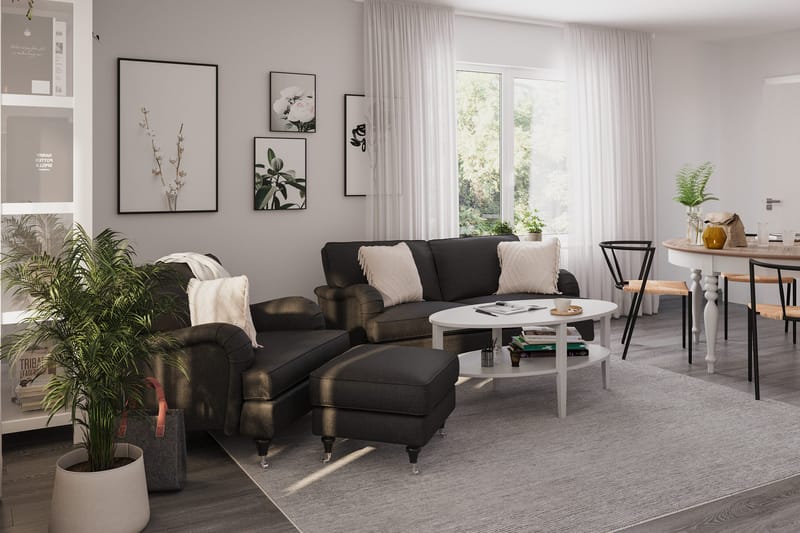 Howard Classic Sofagruppe 2-personers Sofa + Lænestol + Fodskammel i Stof - Mørkegrå - Møbler - Sofaer - Sofagrupper - Howard sofagruppe