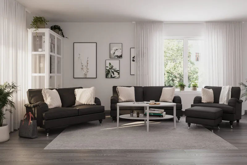 Howard Classic Sofagruppe 2-personers + 2-personers Stofsofa - Mørkegrå - Møbler - Sofaer - Sofagrupper - Howard sofagruppe