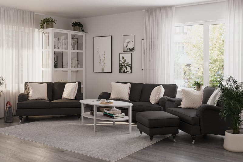 Howard Classic Sofagruppe 2-personers + Lille 2-personers Sofa + Lænestol + Fodskammel i Stof - Mørkegrå - Møbler - Sofaer - Sofagrupper - Howard sofagruppe