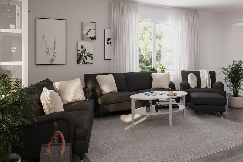 Howard Classic Sofagruppe 3-personers + 2-personers Sofa + Lænestol i Stof - Mørkegrå - Møbler - Sofaer - Sofagrupper - Howard sofagruppe