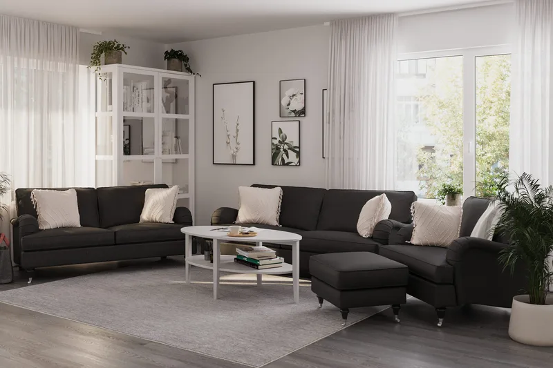 Howard Classic Sofagruppe 3-personers + 2-personers Sofa + Lænestol i Stof - Mørkegrå - Møbler - Sofaer - Sofagrupper - Howard sofagruppe