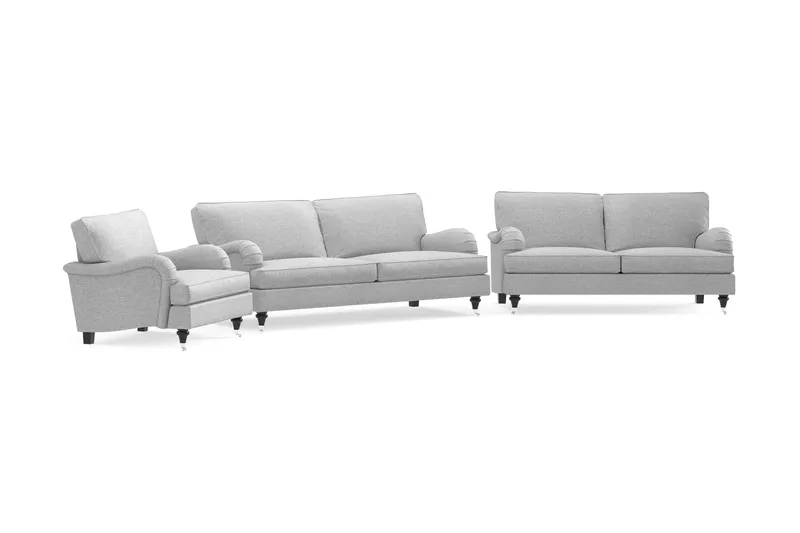 Howard Classic Sofagruppe 3-personers + 2-personers Sofa + Lænestol i Stof - Grå - Møbler - Sofaer - Sofagrupper - Howard sofagruppe