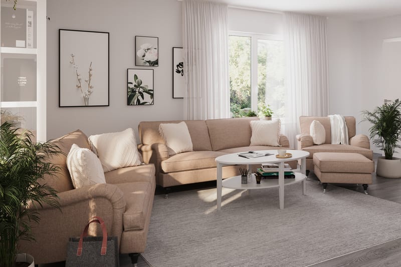 Howard Classic Sofagruppe 3-personers + 2-personers Sofa + Lænestol i Stof - Mørkebege - Møbler - Sofaer - Sofagrupper - Howard sofagruppe