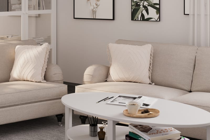 Howard Classic Sofagruppe 3-personers + 2-personers Sofa + Lænestol + Fodskammel i Stof - Beige - Møbler - Sofaer - Sofagrupper - Howard sofagruppe