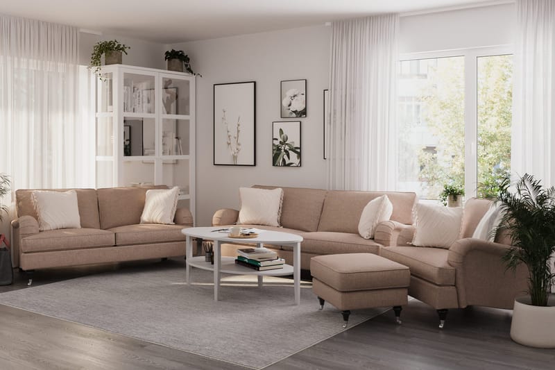Howard Classic Sofagruppe 3-personers + 2-personers Sofa + Lænestol i Stof - Mørkebege - Møbler - Sofaer - Sofagrupper - Howard sofagruppe