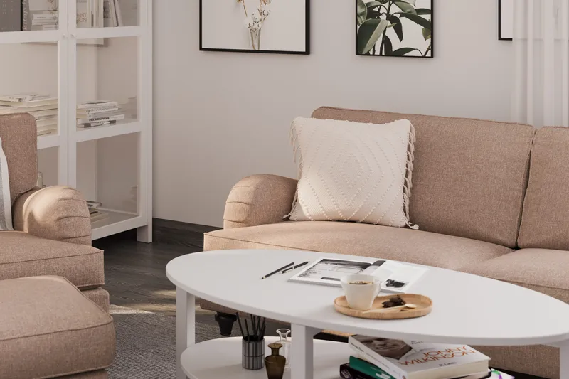 Howard Classic Sofagruppe 3-personers Sofa + Lænestol + Fodskammel i Stof - Mørkebege - Møbler - Sofaer - Sofagrupper - Howard sofagruppe