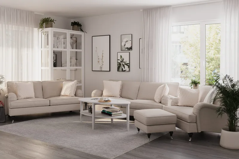 Howard Classic Sofagruppe 3-personers + 2-personers Sofa + Lænestol i Stof - Beige - Møbler - Sofaer - Sofagrupper - Howard sofagruppe