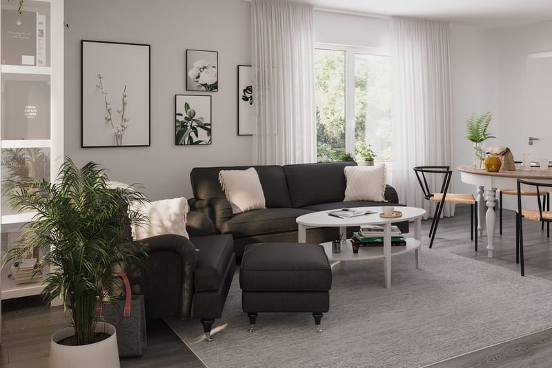 Howard Classic Sofagruppe 3-personers Sofa + Lænestol + Fodskammel i Stof - Mørkegrå - Møbler - Sofaer - Sofagrupper - Howard sofagruppe