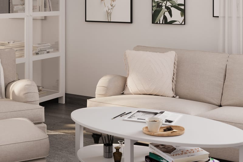 Howard Classic Sofagruppe 3-personers Sofa + Lænestol + Fodskammel i Stof - Beige - Møbler - Sofaer - Sofagrupper - Howard sofagruppe