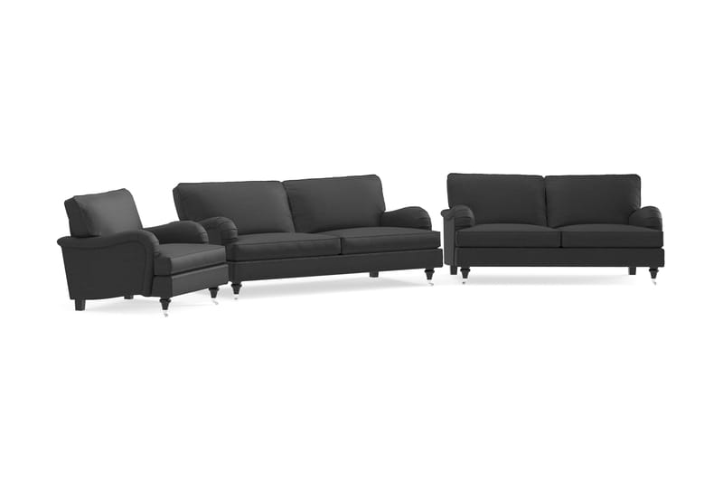 Howard Classic Sofagruppe 3-personers + 2-personers Sofa + Lænestol i Stof - Mørkegrå - Møbler - Sofaer - Sofagrupper - Howard sofagruppe