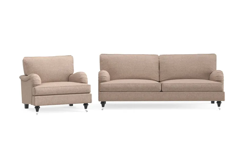 Howard Classic Sofagruppe 3-personers Sofa + Lænestol i Stof - Mørkebege - Møbler - Sofaer - Sofagrupper - Howard sofagruppe