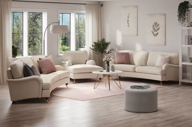 Howard Lyx Sofaarrangement 4-personers + 3-personers Buet Stofsofa - Beige - Møbler - Sofaer - Sofagrupper - Howard sofagruppe