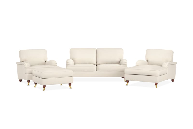 Howard Lyx Sofagruppe 2-pers+Chaiselong+Lænestol+Puf - Beige - Howard sofagruppe