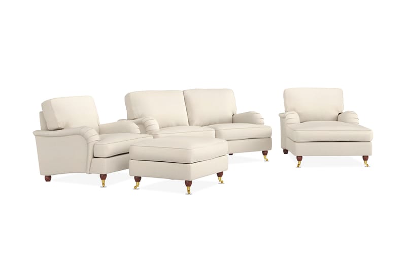 Howard Lyx Sofagruppe 2-pers+Chaiselong+Lænestol+Puf - Beige - Howard sofagruppe