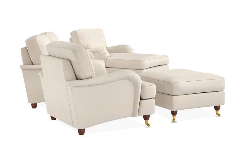 Howard Lyx Sofagruppe 2-pers+Chaiselong+Lænestol+Puf - Beige - Howard sofagruppe