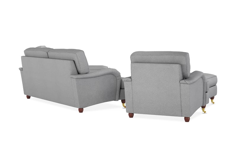 Howard Lyx Sofagruppe 3-personers Sofa + Chaiselongstol + Lænestol + Fodskammel i Stof - Lysegrå - Møbler - Sofaer - Sofagrupper - Howard sofagruppe
