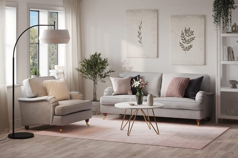 Howard Lyx Sofagruppe 3-personers Sofa + Lænestol i Stof - Lysegrå - Møbler - Sofaer - Sofagrupper - Howard sofagruppe