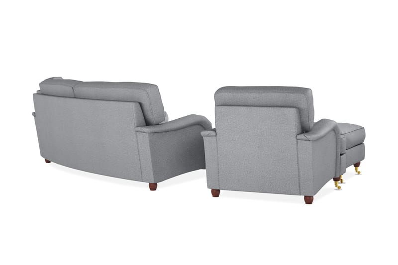 Howard Lyx Sofagruppe 3-personers Svunget Sofa + Chaiselongstol + Lænestol + Fodskammel i Stof - Lysegrå - Møbler - Sofaer - Sofagrupper - Howard sofagruppe