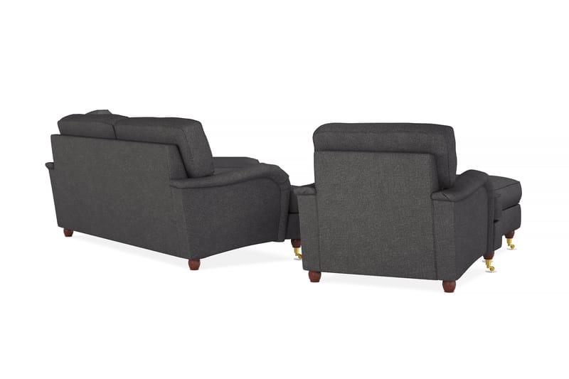 Howard Lyx Sofagruppe 3-personers Sofa + Chaiselongstol + Lænestol + Fodskammel i Stof - Mørkegrå - Møbler - Sofaer - Sofagrupper - Howard sofagruppe