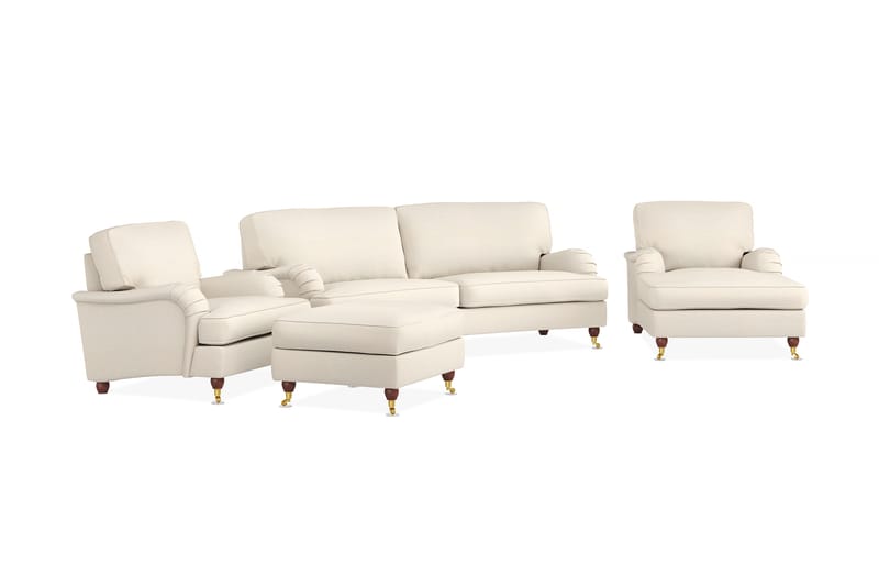 Howard Lyx Sofagruppe 3-pers+Chaiselong+Lænestol+Puf - Beige - Howard sofagruppe