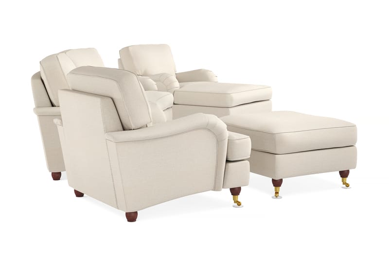 Howard Lyx Sofagruppe 3-pers+Chaiselong+Lænestol+Puf - Beige - Howard sofagruppe