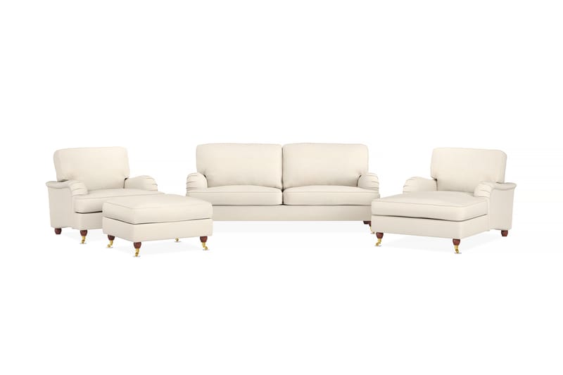 Howard Lyx Sofagruppe 3-personers Sofa + Chaiselongstol + Lænestol + Fodskammel i Stof - Beige - Møbler - Sofaer - Sofagrupper - Howard sofagruppe