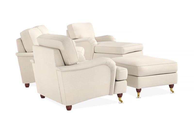 Howard Lyx Sofagruppe 3-personers Sofa + Chaiselongstol + Lænestol + Fodskammel i Stof - Beige - Møbler - Sofaer - Sofagrupper - Howard sofagruppe