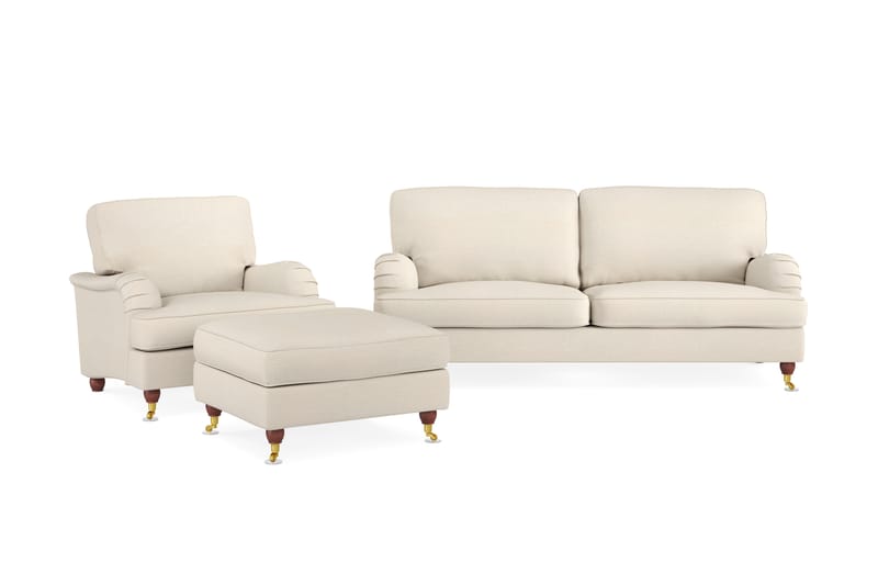 Howard Lyx Sofagruppe 3-pers+Lænestol+Puf - Beige - Howard sofagruppe