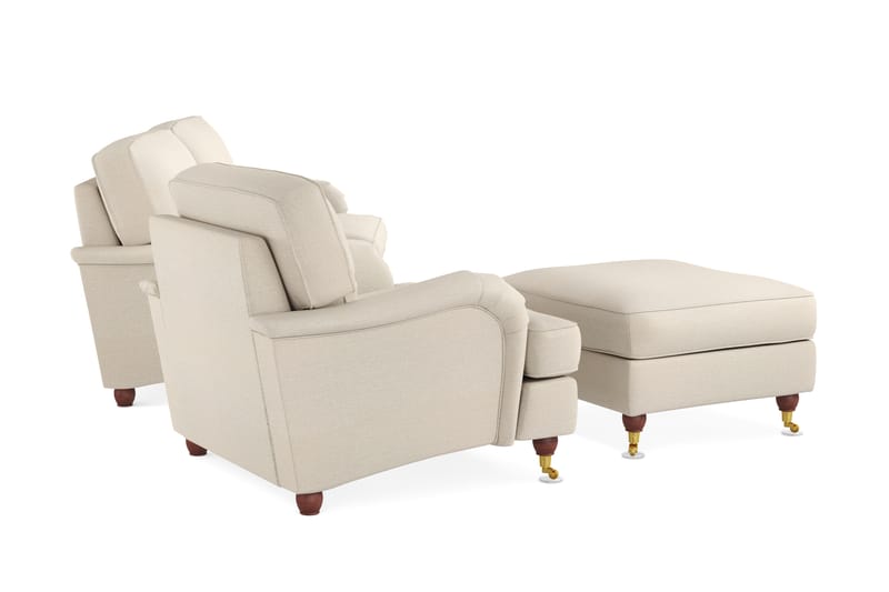 Howard Lyx Sofagruppe 3-personers Sofa + Lænestol + Fodskammel i Stof - Beige - Møbler - Sofaer - Sofagrupper - Howard sofagruppe