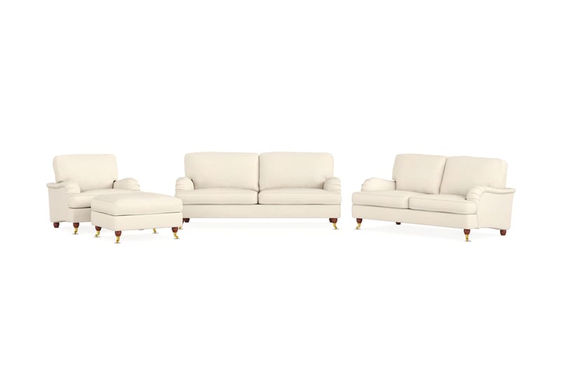 Howard Lyx Sofagruppe 3-pers+2-pers+Lænestol+Puf - Beige - Sofasæt 3+2+1 - Howard sofagruppe