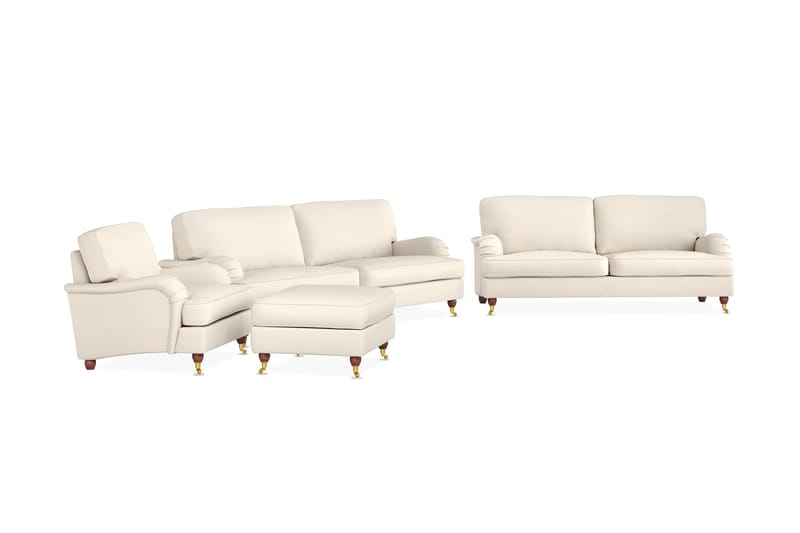 Howard Lyx Sofagruppe 3-personers + 2-personers Sofa + Lænestol + Fodskammel i Stof - Beige - Møbler - Sofaer - Sofagrupper - Howard sofagruppe