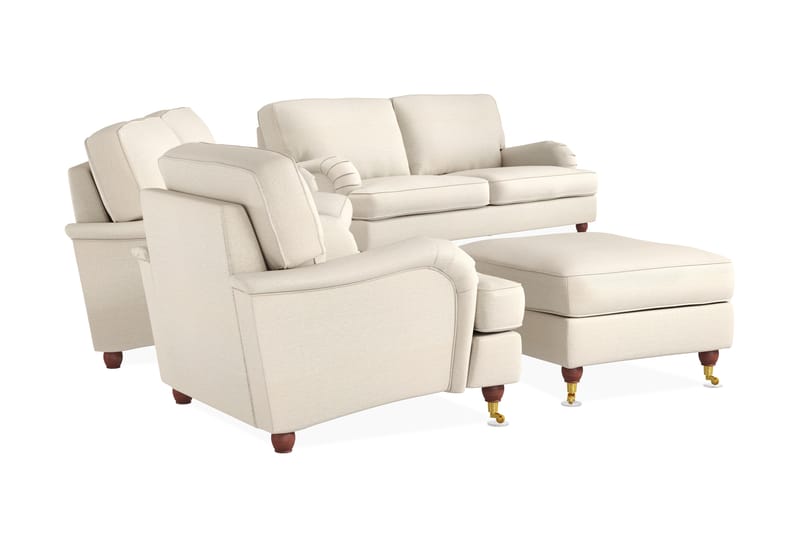 Howard Lyx Sofagruppe 3-personers + 2-personers Sofa + Lænestol + Fodskammel i Stof - Beige - Møbler - Sofaer - Sofagrupper - Howard sofagruppe