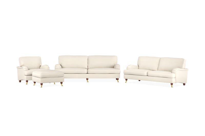 Howard Lyx Sofagruppe 3-personers + 2-personers Sofa + Lænestol + Fodskammel i Stof - Beige - Møbler - Sofaer - Sofagrupper - Howard sofagruppe