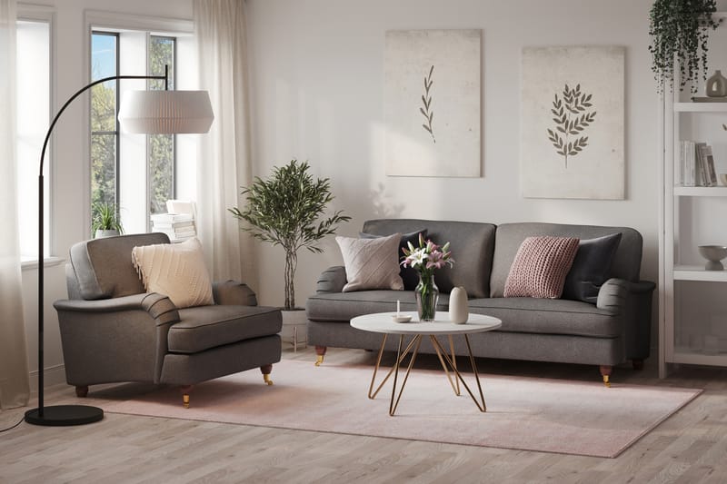 Howard Lyx Sofagruppe 3-personers Sofa + Lænestol i Stof - Mørkegrå - Møbler - Sofaer - Sofagrupper - Howard sofagruppe