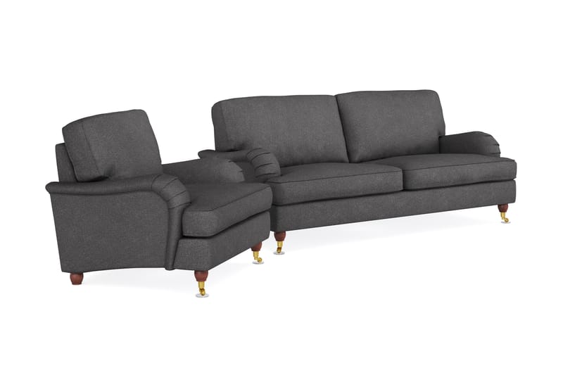 Howard Lyx Sofagruppe 3-personers Sofa + Lænestol i Stof - Mørkegrå - Møbler - Sofaer - Sofagrupper - Howard sofagruppe