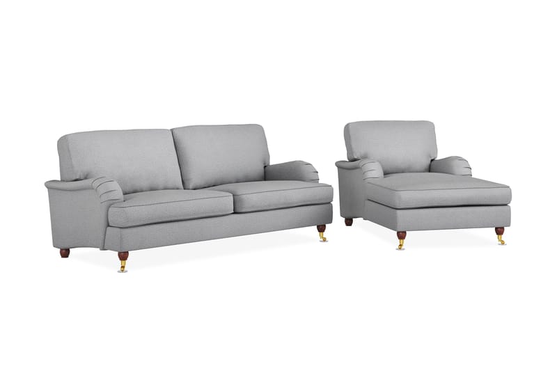 Howard Lyx Sofagruppe 3-personers Sofa + Chaiselongstol i Stof - Lysegrå - Møbler - Sofaer - Sofagrupper - Howard sofagruppe