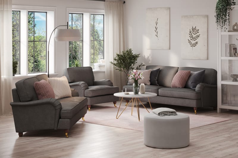 Howard Lyx Sofagruppe 3-personers + 2-personers Sofa + Lænestol i Stof - Mørkegrå - Møbler - Sofaer - Sofagrupper - Sofasæt 3+2+1