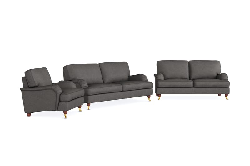 Howard Lyx Sofagruppe 3-personers + 2-personers Sofa + Lænestol i Stof - Mørkegrå - Møbler - Sofaer - Sofagrupper - Sofasæt 3+2+1