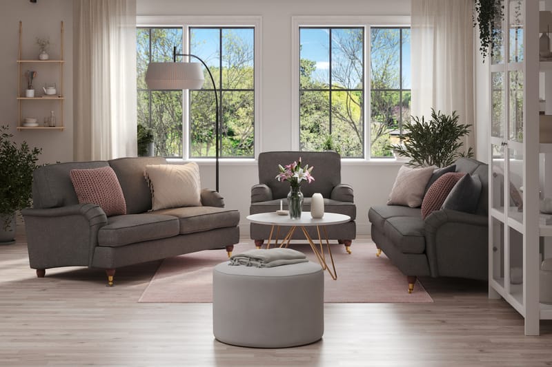 Howard Lyx Sofagruppe 3-personers + 2-personers Sofa + Lænestol i Stof - Mørkegrå - Møbler - Sofaer - Sofagrupper - Sofasæt 3+2+1
