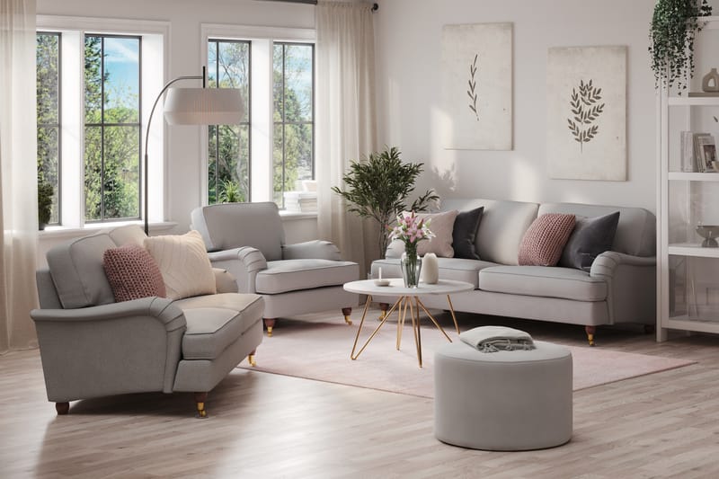 Howard Lyx Sofagruppe 3-personers + 2-personers Sofa + Lænestol i Stof - Lysegrå - Møbler - Sofaer - Sofagrupper - Sofasæt 3+2+1