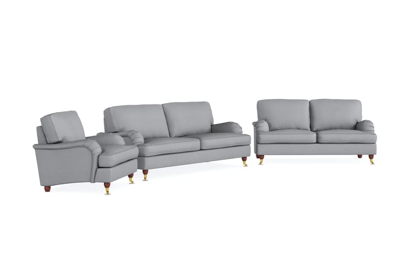 Howard Lyx Sofagruppe 3-personers + 2-personers Sofa + Lænestol i Stof - Lysegrå - Møbler - Sofaer - Sofagrupper - Sofasæt 3+2+1