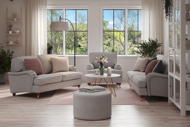 Howard Lyx Sofagruppe 3-personers + 2-personers Sofa + Lænestol i Stof - Lysegrå - Møbler - Sofaer - Sofagrupper - Sofasæt 3+2+1