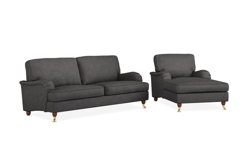 Howard Lyx Sofagruppe 3-personers Sofa + Chaiselongstol i Stof - Mørkegrå - Møbler - Sofaer - Sofagrupper - Howard sofagruppe
