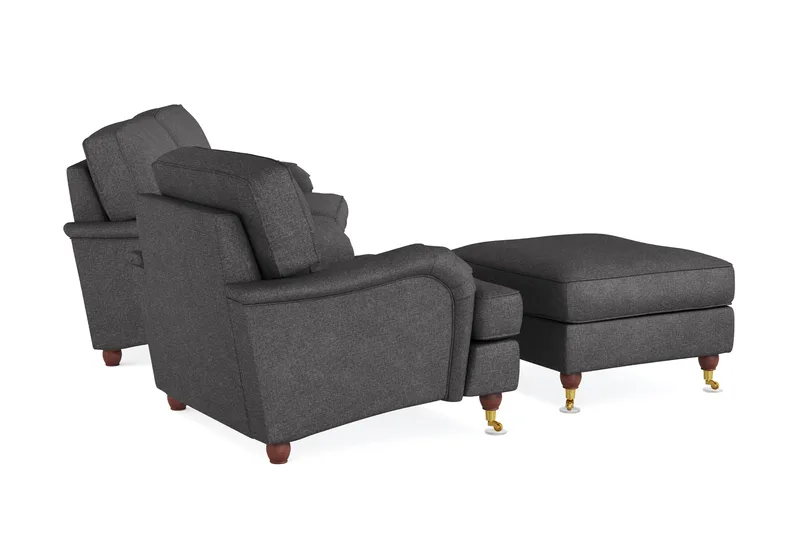 Howard Lyx Sofagruppe 3-personers Sofa + Lænestol + Fodskammel i Stof - Mørkegrå - Møbler - Sofaer - Sofagrupper - Howard sofagruppe