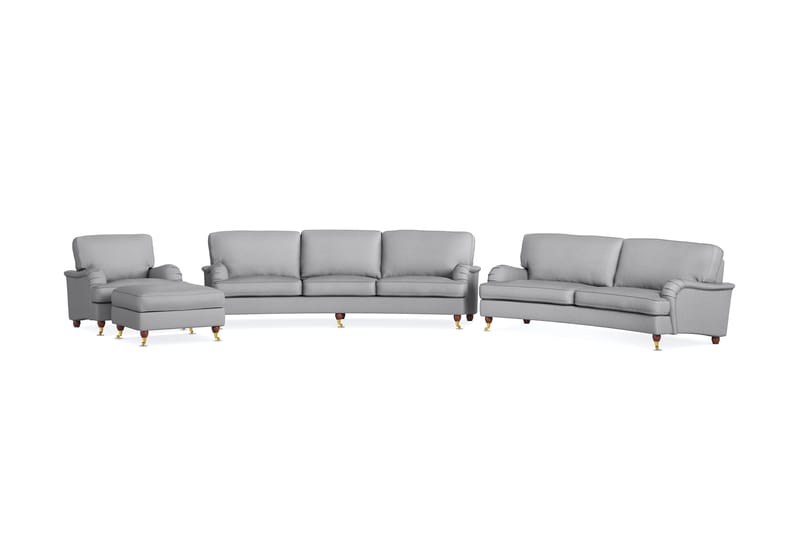 Howard Lyx Sofagruppe 4-Pers+3-Pers+Lænestol+Puf - Lysegrå - Sofasæt 3+2+1 - Howard sofagruppe