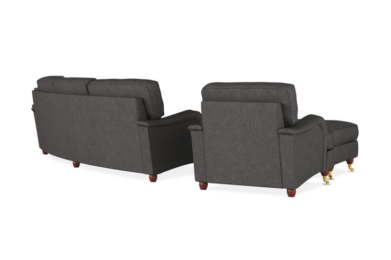 Howard Lyx Sofagruppe 4-personers Svunget Sofa + Chaiselongstol + Lænestol + Fodskammel i Stof - Mørkegrå - Møbler - Sofaer - Sofagrupper - Howard sofagruppe