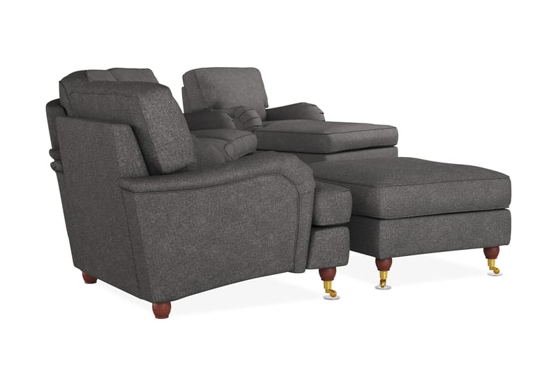 Howard Lyx Sofagruppe 4-personers Svunget Sofa + Chaiselongstol + Lænestol + Fodskammel i Stof - Mørkegrå - Møbler - Sofaer - Sofagrupper - Howard sofagruppe