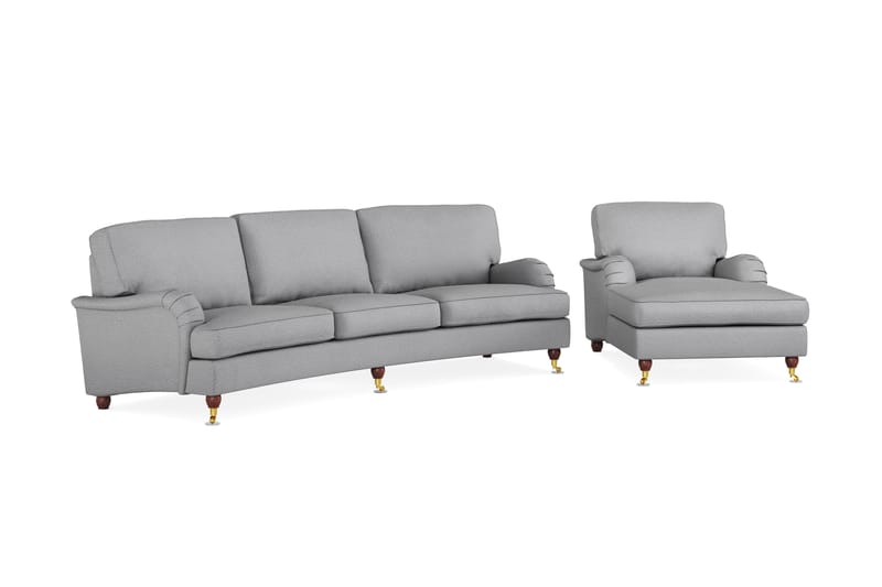 Howard Lyx Sofagruppe 4-personers Svunget Sofa + Chaiselongstol i Stof - Lysegrå - Møbler - Sofaer - Sofagrupper - Howard sofagruppe