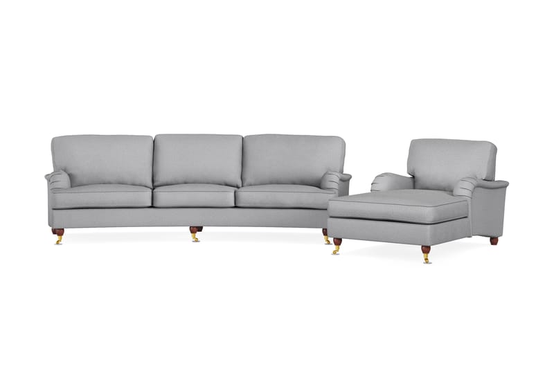 Howard Lyx Sofagruppe 4-personers Svunget Sofa + Chaiselongstol i Stof - Lysegrå - Møbler - Sofaer - Sofagrupper - Howard sofagruppe